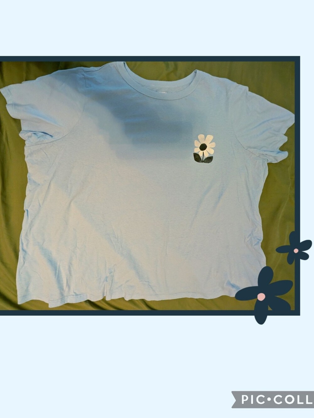 Old Navy Light Blue Daisy Graphic Tee, 100% Cotton, Size 3X